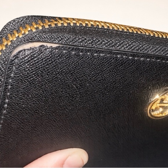 LOW START !!!—Tory Burch Black Zip Wallet with Gold Emblem - Picture 5 of 7
